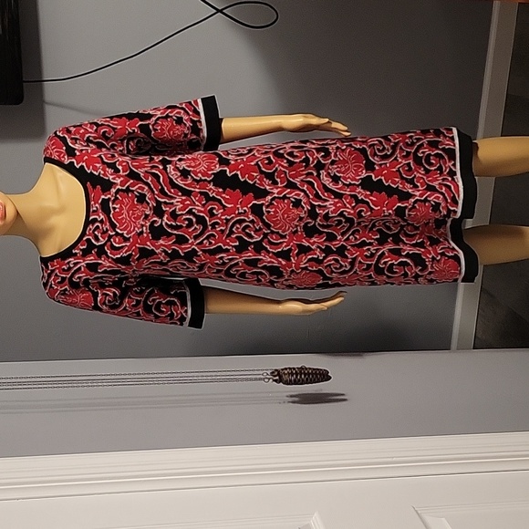 Beautiful Red, Black and Sparkly Silver Sweater Dress - Picture 1 of 4